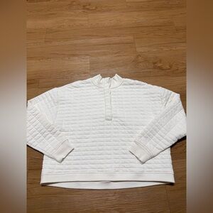 Calia Cream Ribbed Collar Top